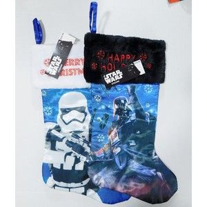 Christmas Stocking LOT Star Wars Darth Vader & Storm Trooper Happy Holidays Blue